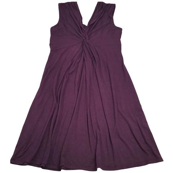 EXPRESS - Twisted V-Neck Midi Sleeveless Dress in Plum Purple - M - Picture 2 of 10